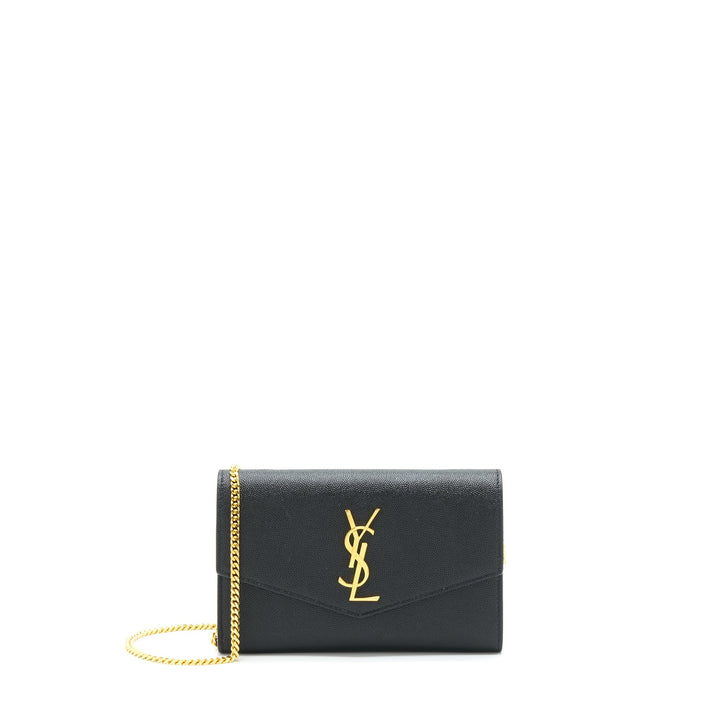 Saint Laurent/YSL Envelop Small Crossbody Bag Grained Calfskin Black GHW