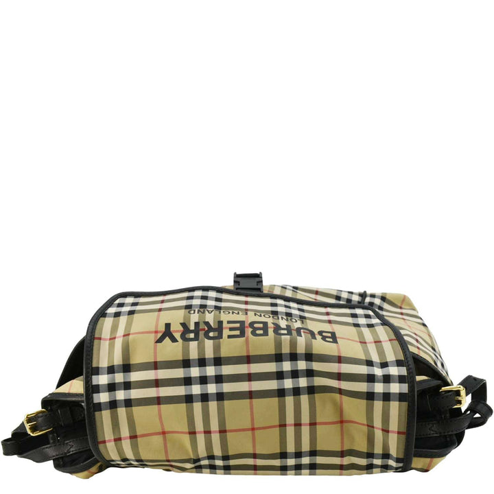 Burberry Vintage Check Flap Nylon Diaper Bag Beige