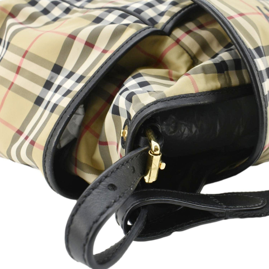 Burberry Vintage Check Flap Nylon Diaper Bag Beige