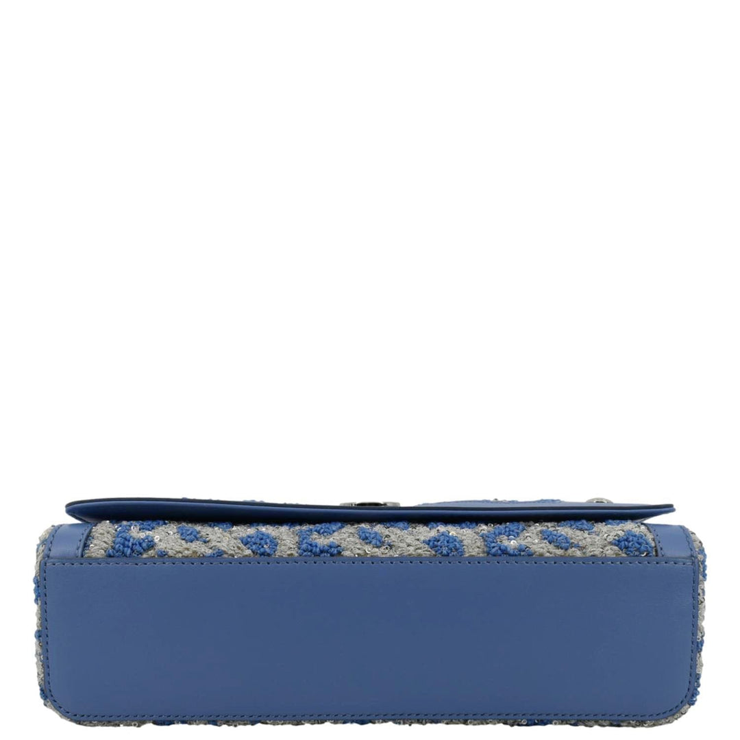 Burberry Note TB Small Sequins Yarn Shoulder Bag Blue