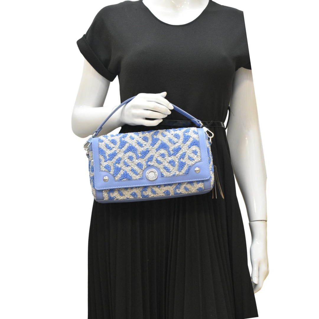 Burberry Note TB Small Sequins Yarn Shoulder Bag Blue