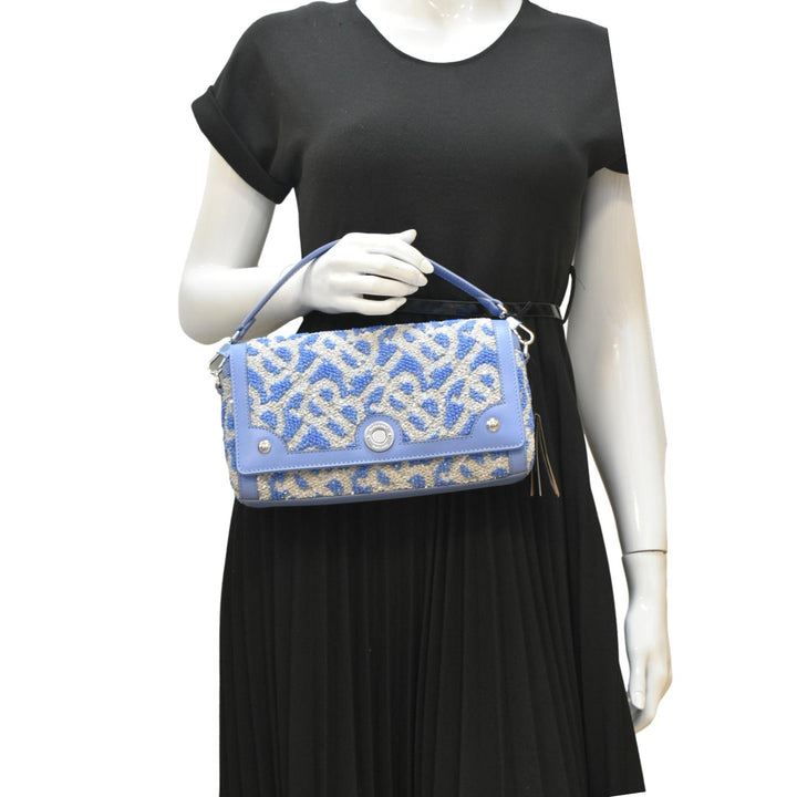 Burberry Note TB Small Sequins Yarn Shoulder Bag Blue