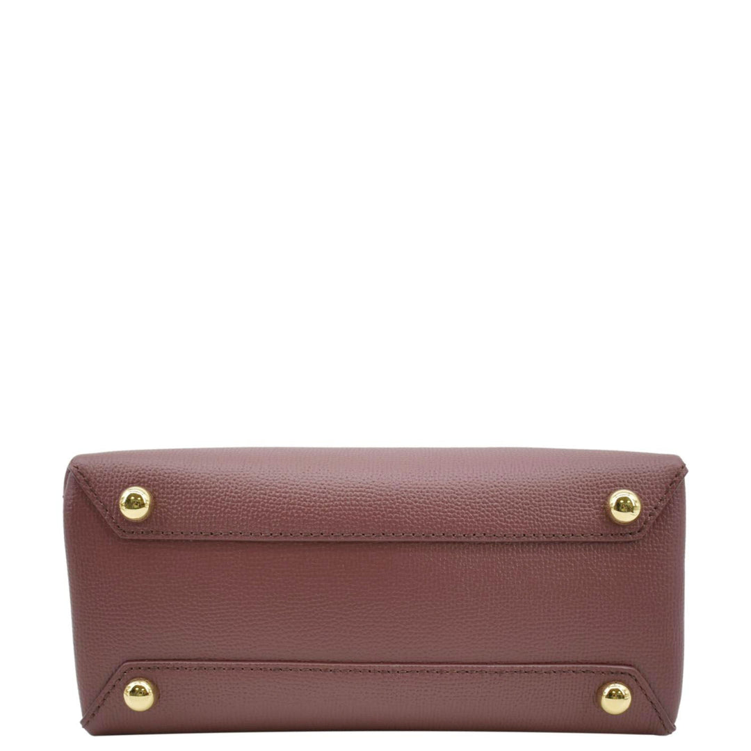 Burberry Banner Small House Check Leather Tote Shoulder Bag Maroon