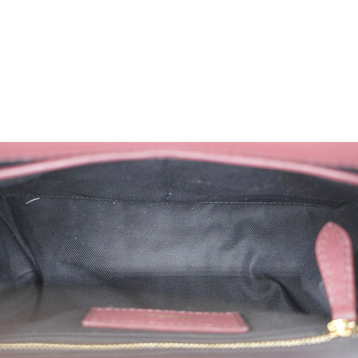 Burberry Banner Small House Check Leather Tote Shoulder Bag Maroon