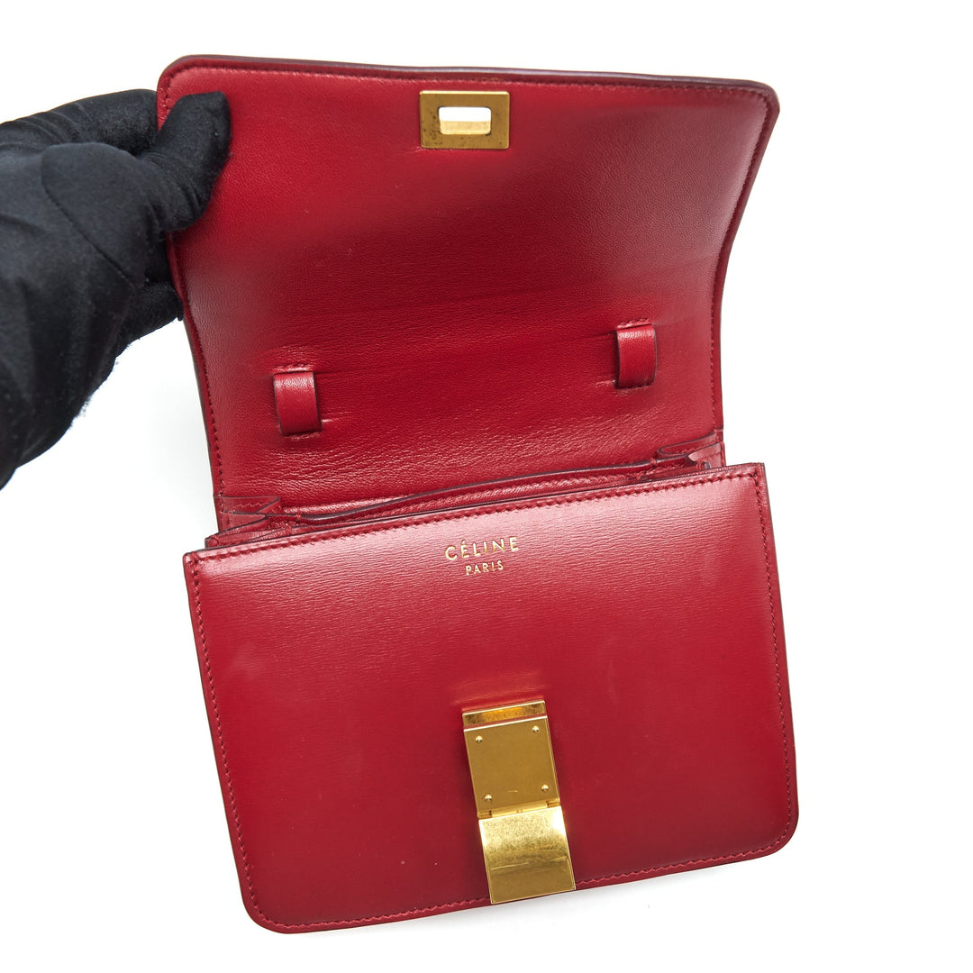Top Quality Celine Small Classic Bag In Box Calfskin Red