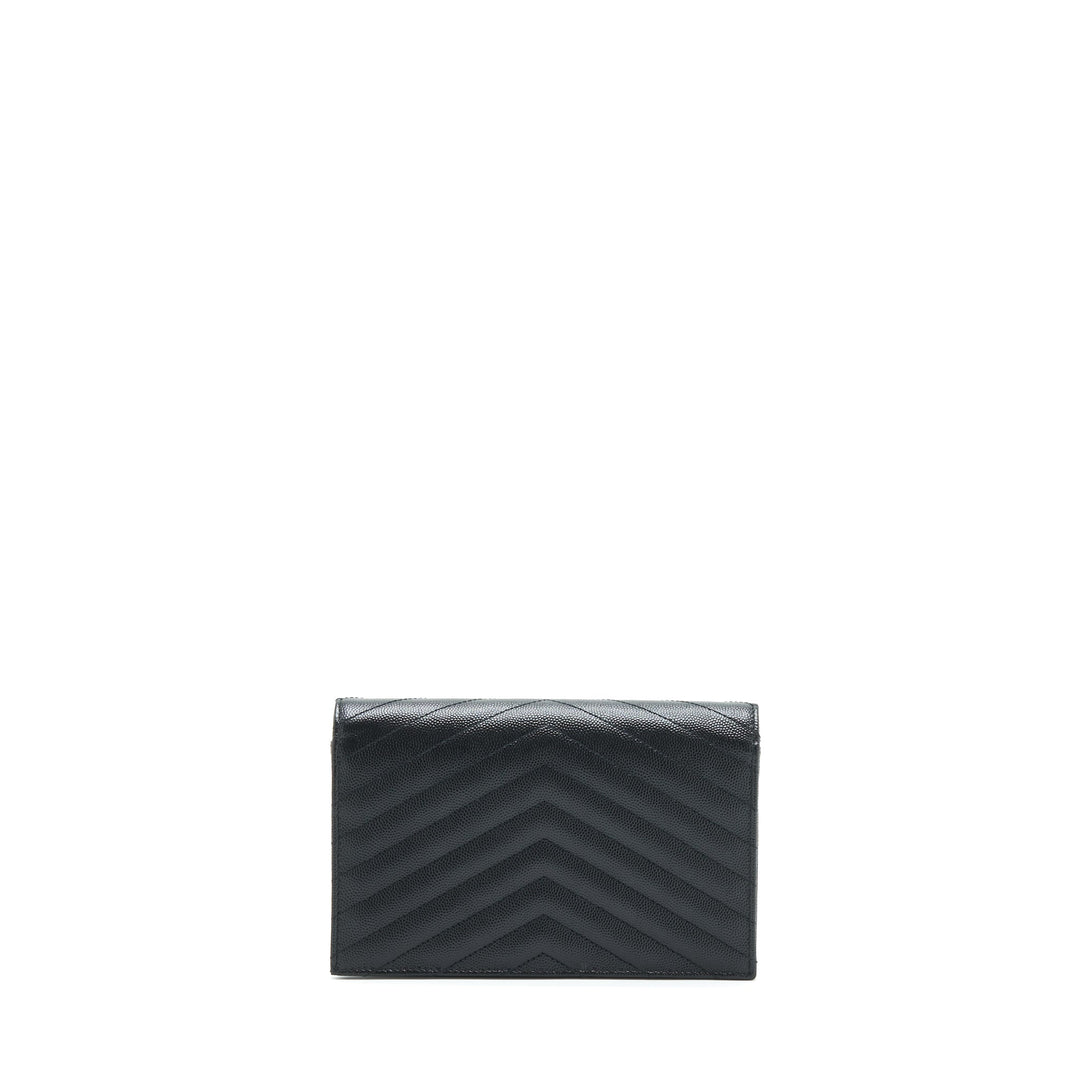 Saint Laurent/YSL Cassandra Matelasse Envelope Chain Wallet Grained Calfskin Black SHW
