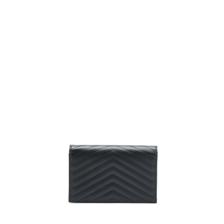 Saint Laurent/YSL Cassandra Matelasse Envelope Chain Wallet Grained Calfskin Black SHW