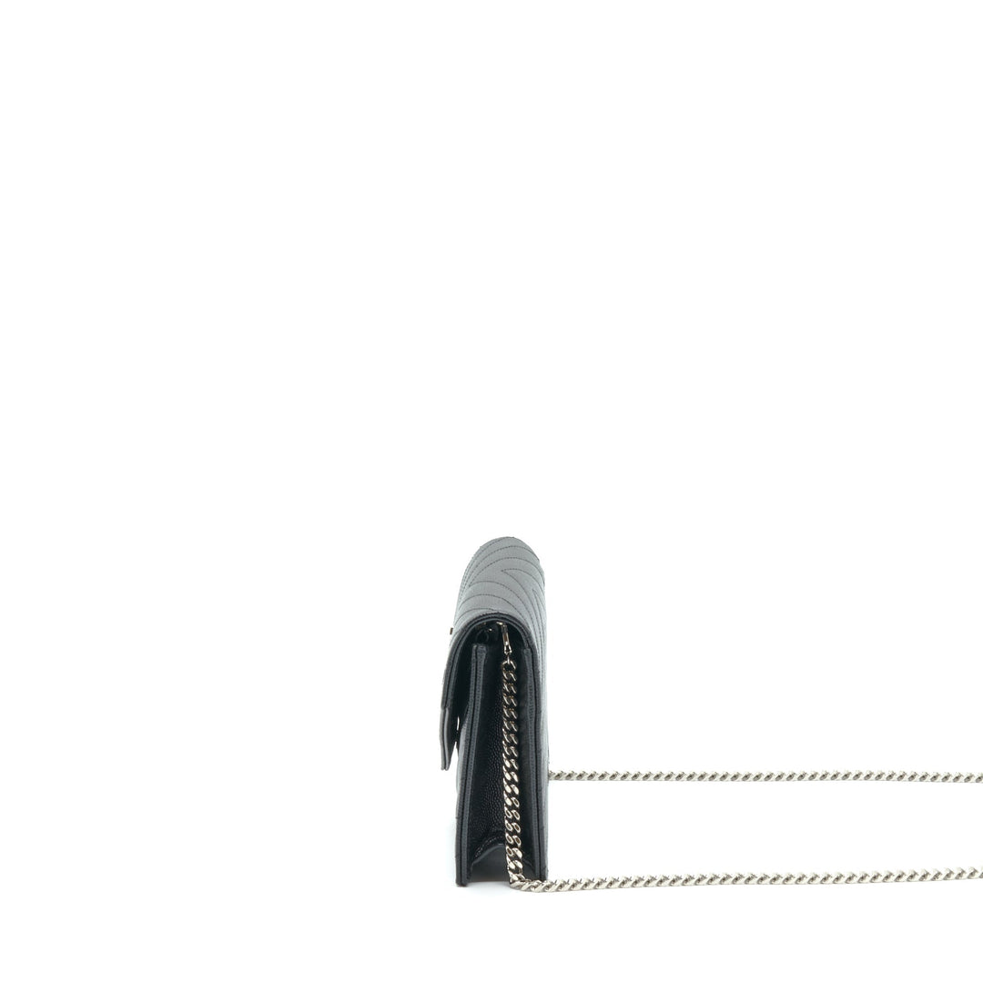 Saint Laurent/YSL Cassandra Matelasse Envelope Chain Wallet Grained Calfskin Black SHW