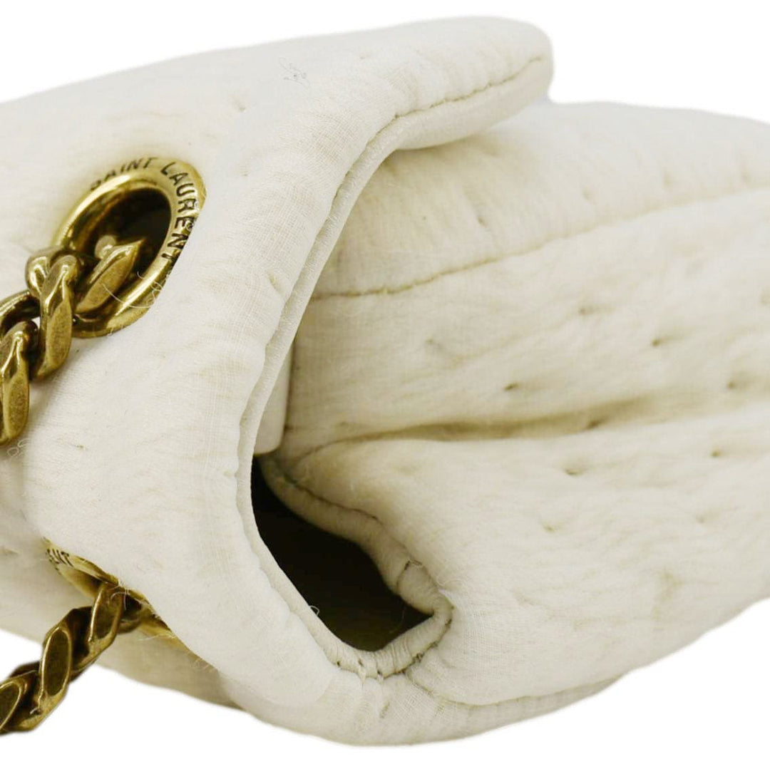 YVES SAINT LAURENT Calypso Organza Leather Crossbody Bag White