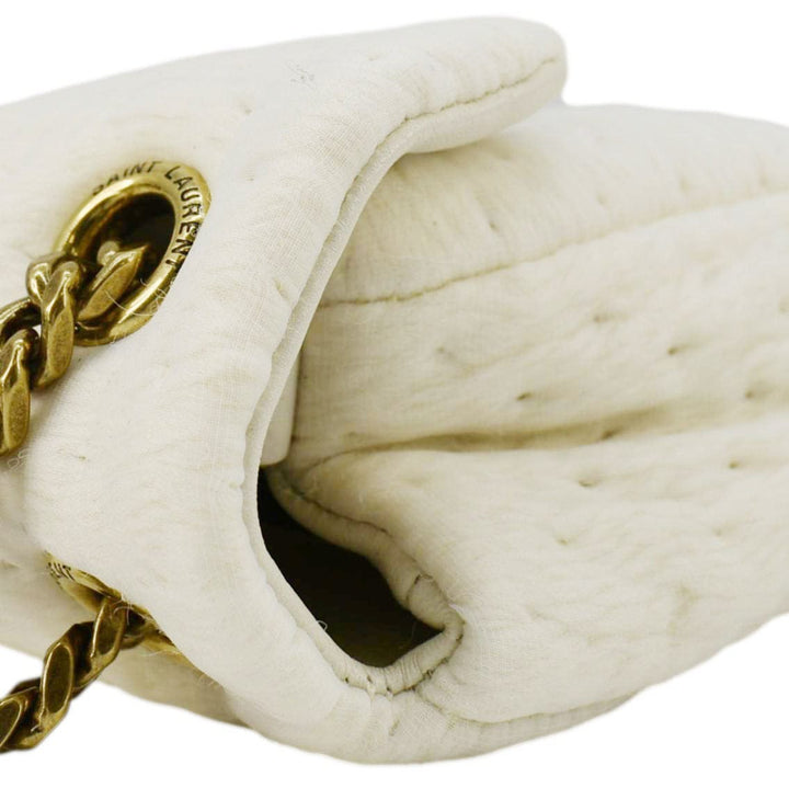 YVES SAINT LAURENT Calypso Organza Leather Crossbody Bag White