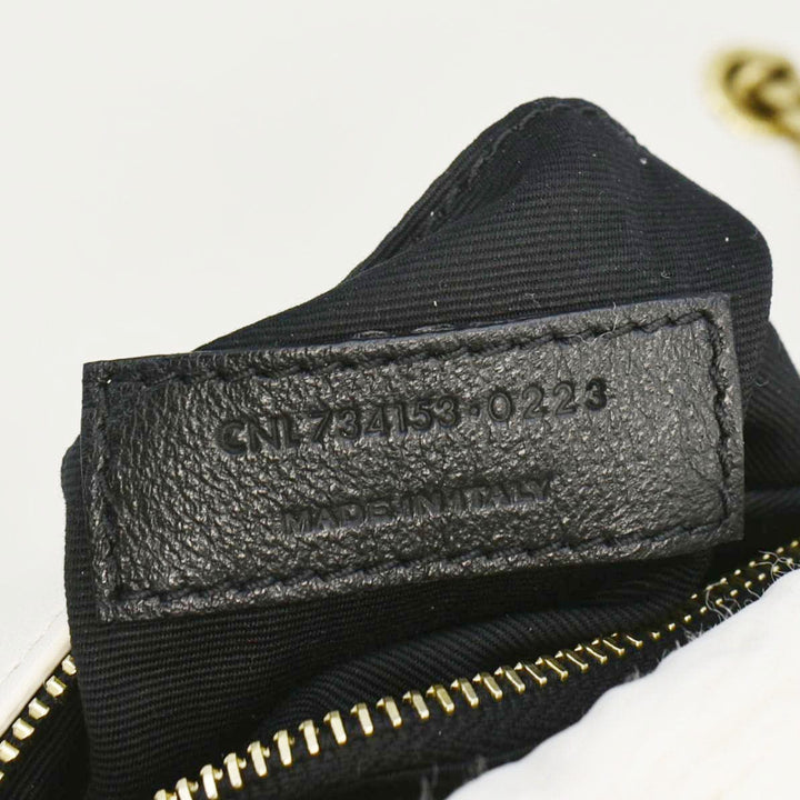 YVES SAINT LAURENT Calypso Organza Leather Crossbody Bag White