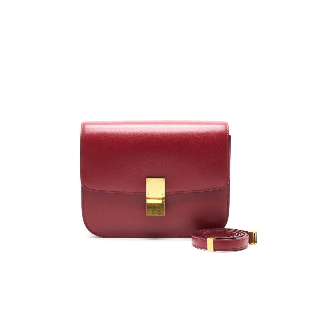 Celine Medium Classic Box Calfskin Bag Red