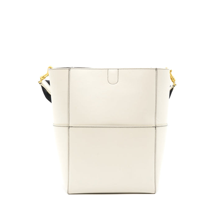 Top Quality Celine Sangle Bucket Bag White with black Stitching