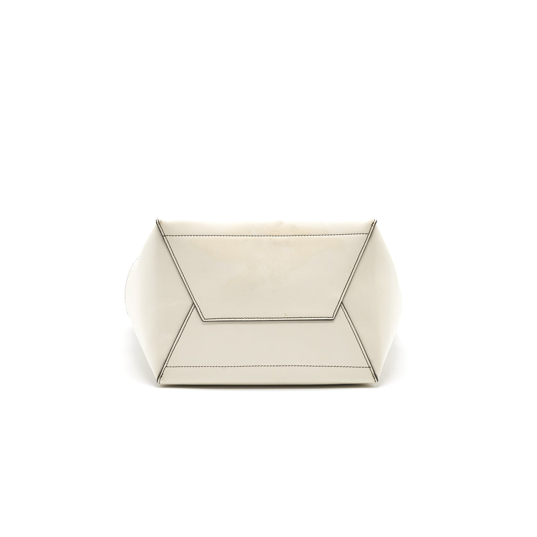 Top Quality Celine Sangle Bucket Bag White with black Stitching
