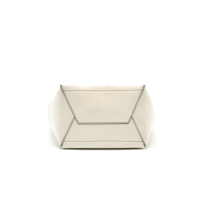 Top Quality Celine Sangle Bucket Bag White with black Stitching