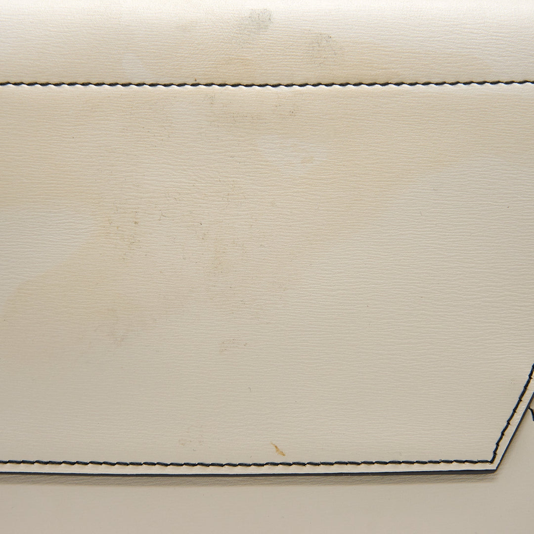 Top Quality Celine Sangle Bucket Bag White with black Stitching