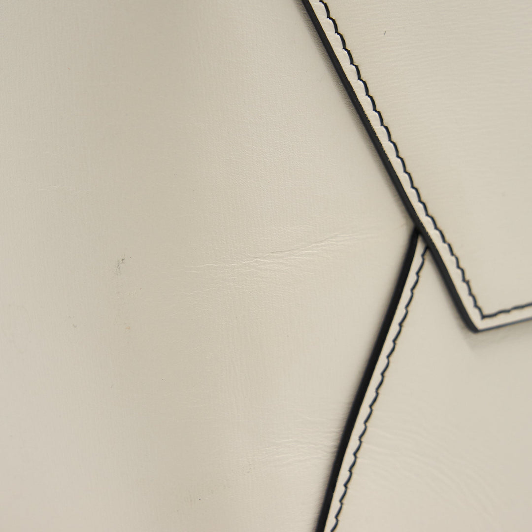 Celine Sangle Bucket Bag White with black Stitching
