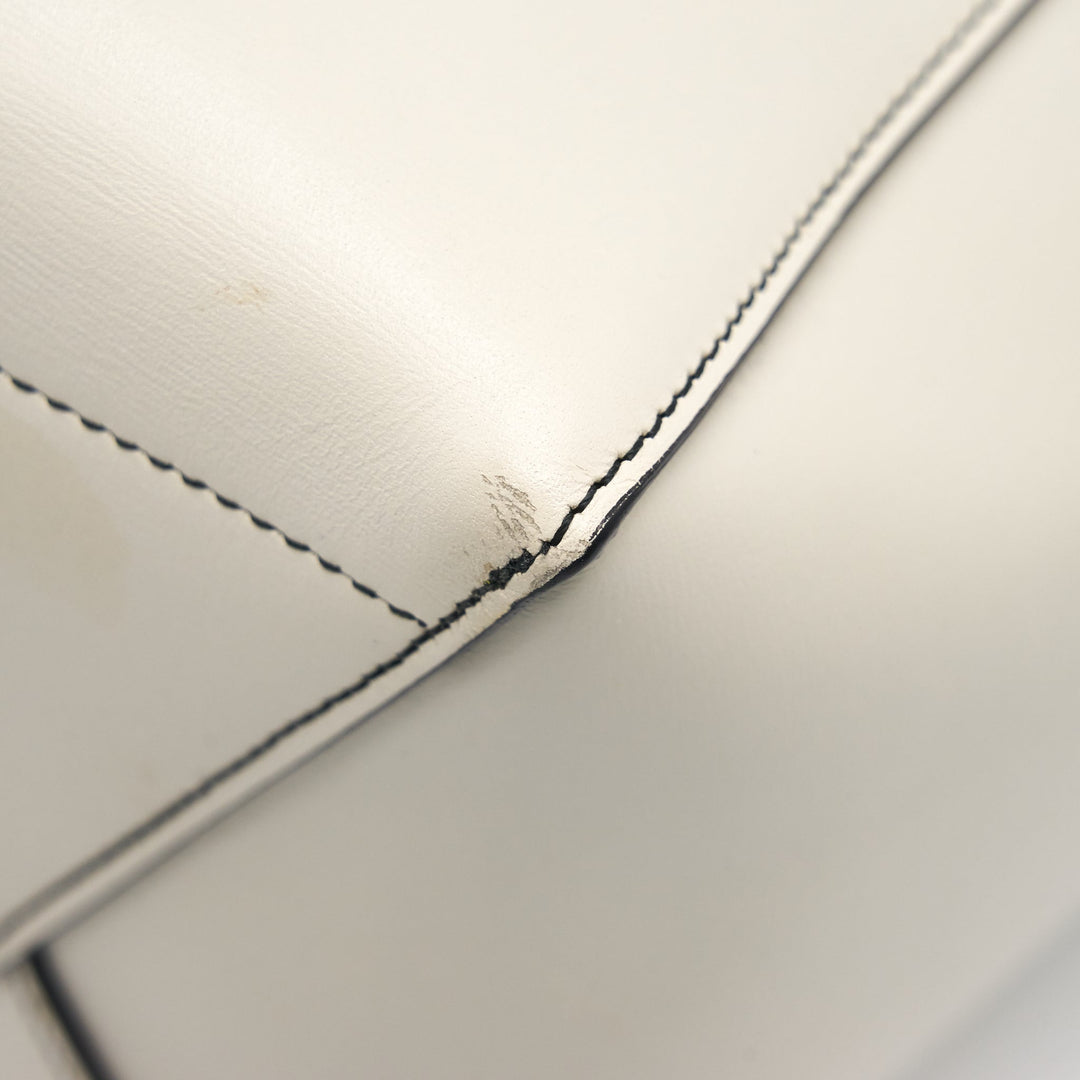 Top Quality Celine Sangle Bucket Bag White with black Stitching