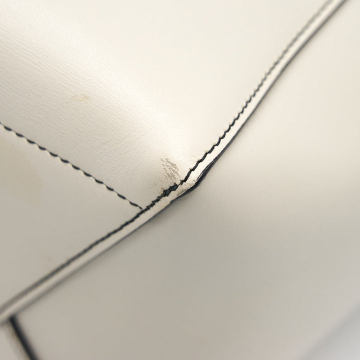 Top Quality Celine Sangle Bucket Bag White with black Stitching
