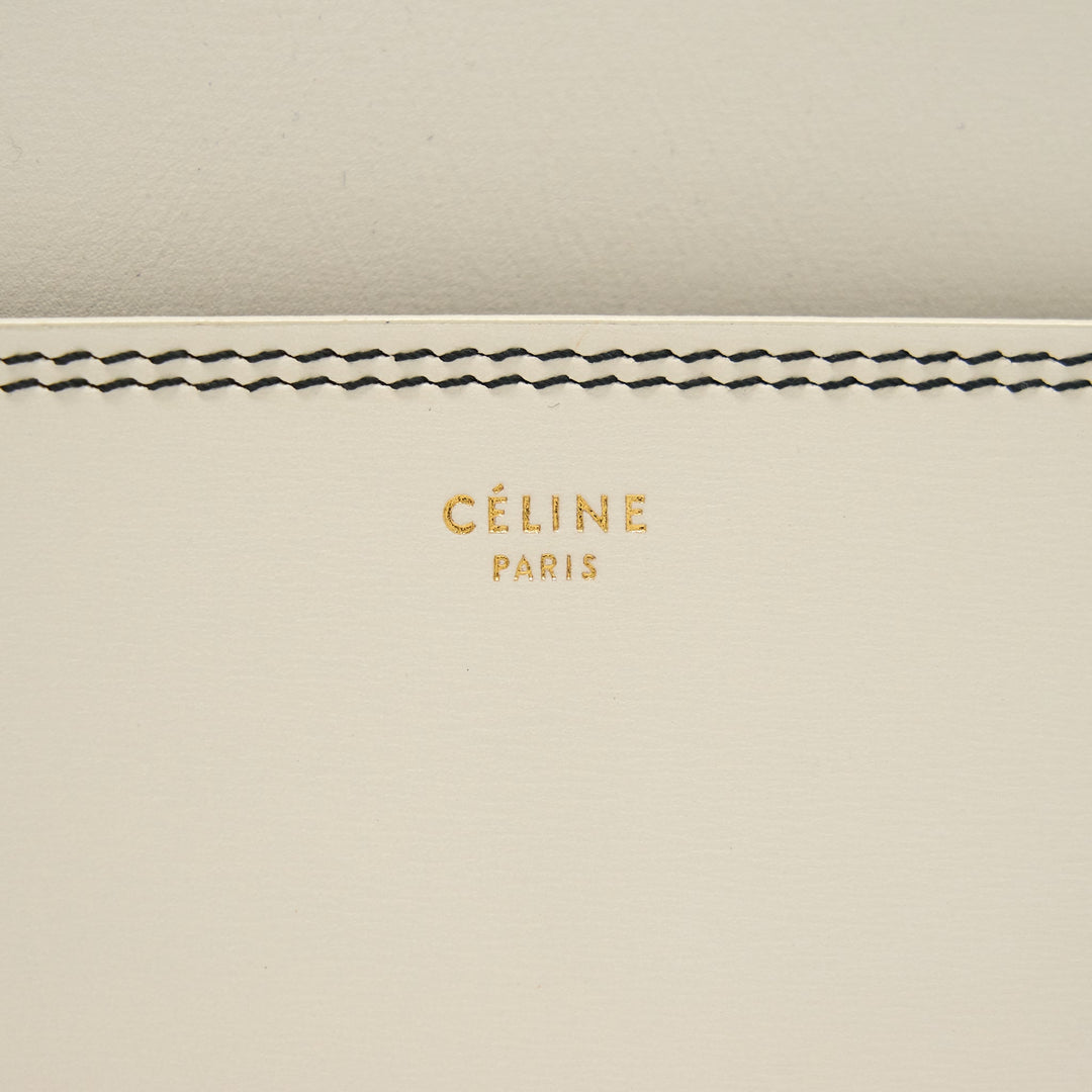 Top Quality Celine Sangle Bucket Bag White with black Stitching