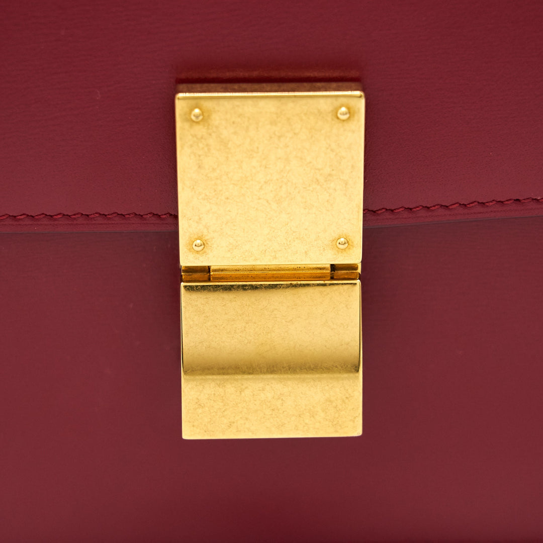 Celine Medium Classic Box Calfskin Bag Red