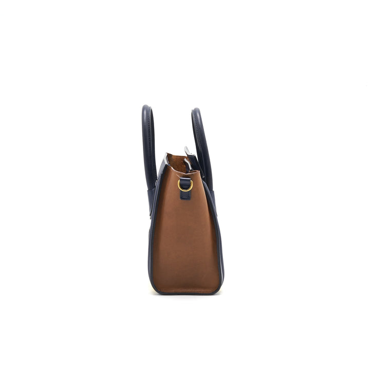 Celine NANO LUGGAGE HANDBAG Yellow/Brown/Navy
