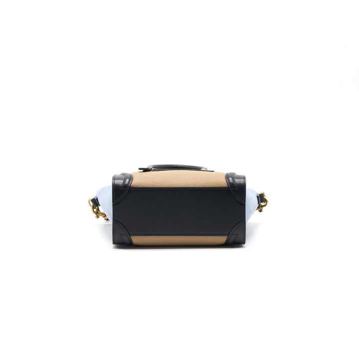 Celine Nano Luggage Bag Multi Color Beige/ Blue /Black