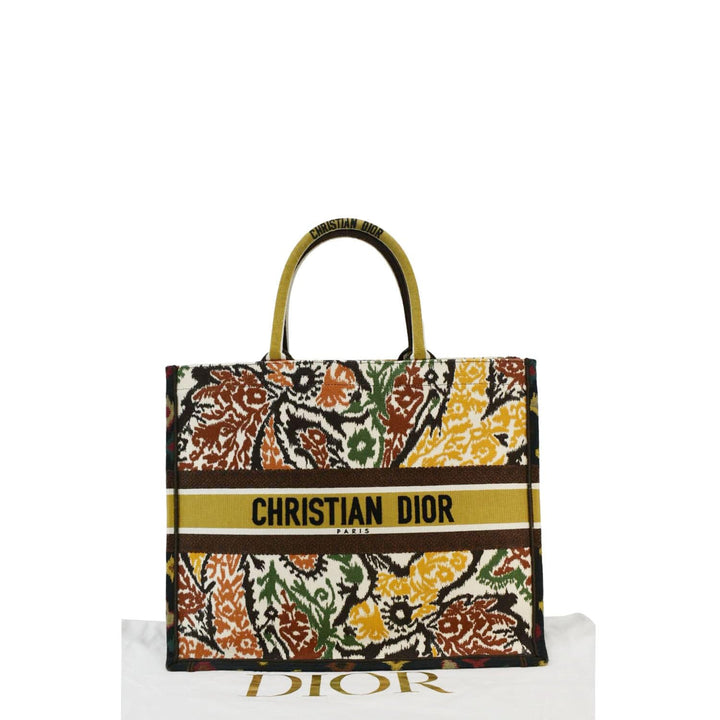 CHRISTIAN Top quality Dior Book Large Embroidered Paisley Tote Bag Multicolor