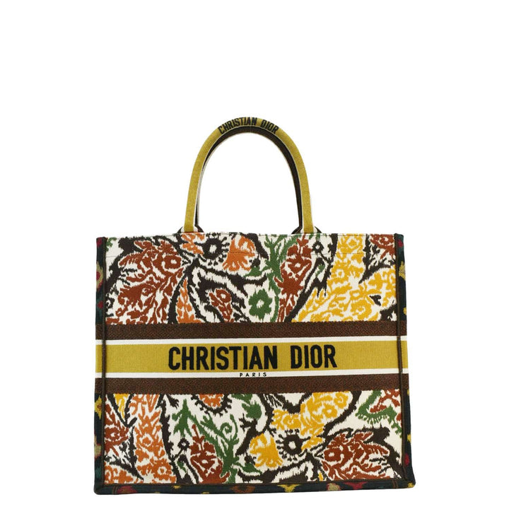CHRISTIAN Top quality Dior Book Large Embroidered Paisley Tote Bag Multicolor