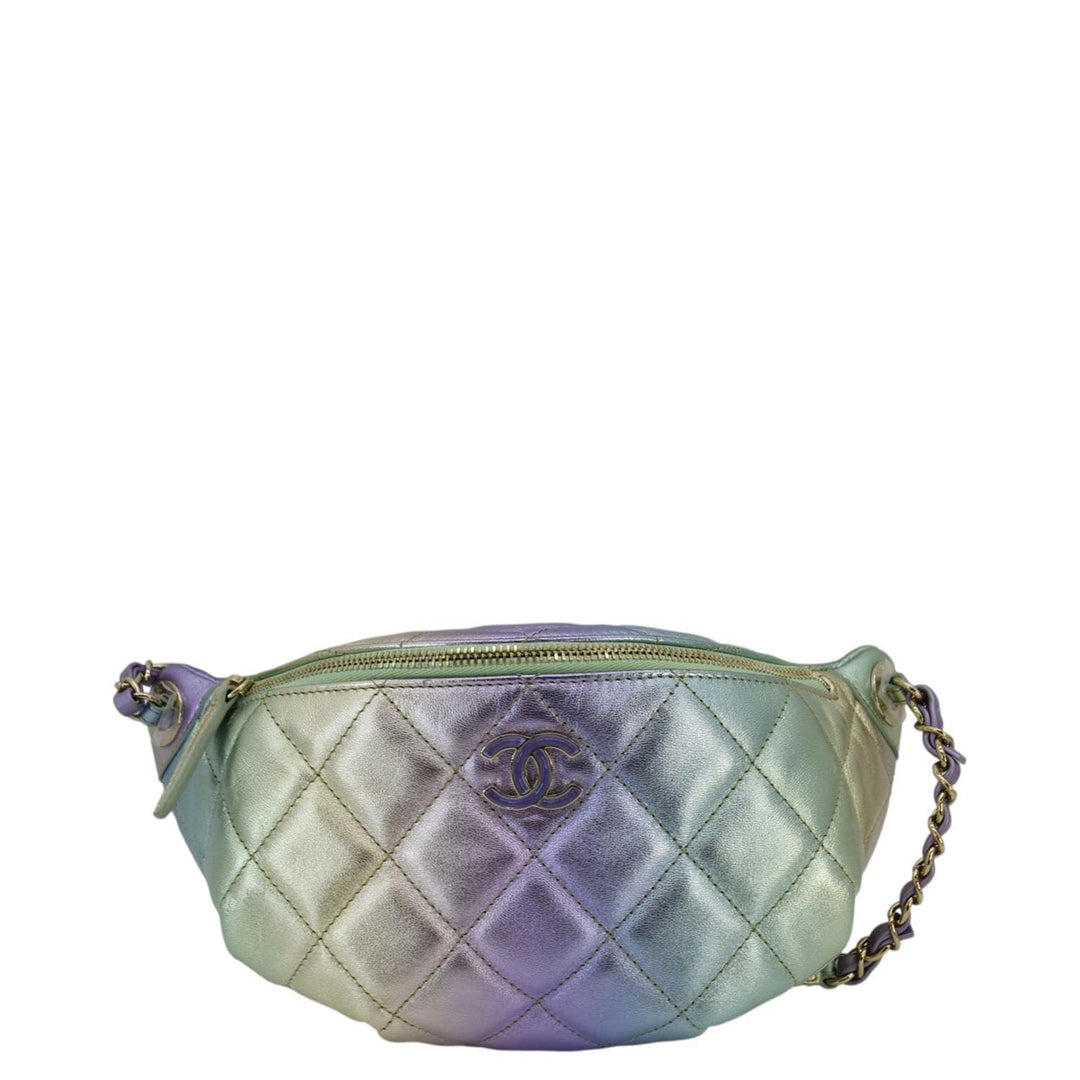 Top Quality Chanel Iridescent Rainbow Quilted Leather Bumbag Multicolor