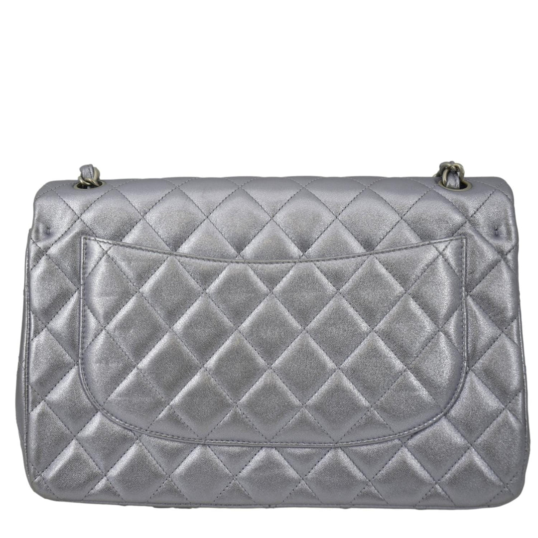 Top Quality Chanel Jumbo Flap Quilted Leather Shoulder Bag Silver