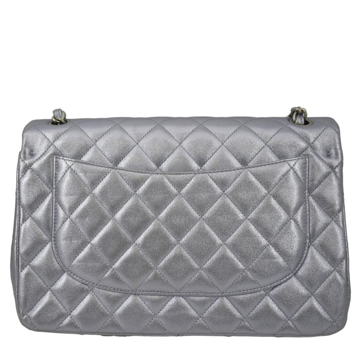 Top Quality Chanel Jumbo Flap Quilted Leather Shoulder Bag Silver