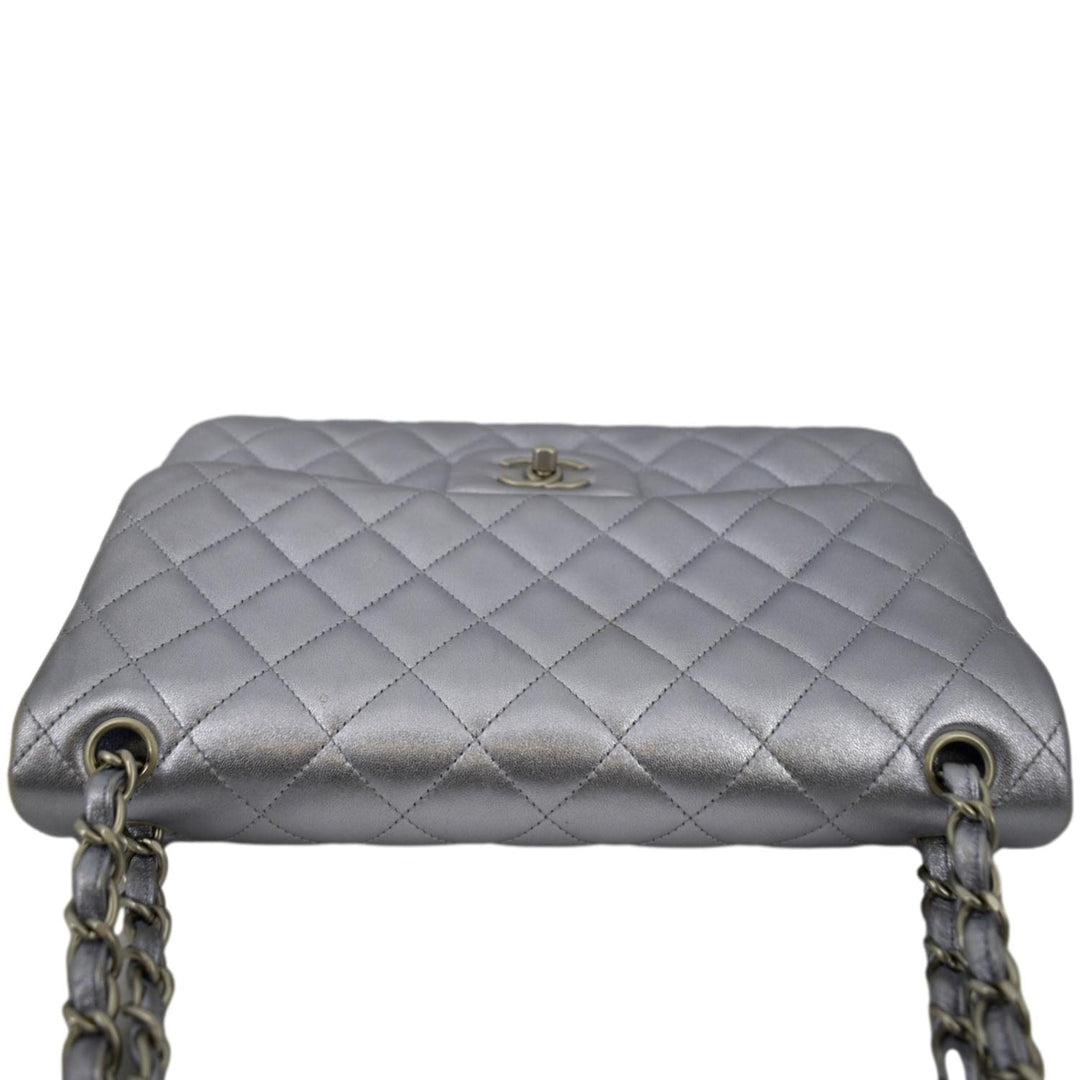 Top Quality Chanel Jumbo Flap Quilted Leather Shoulder Bag Silver