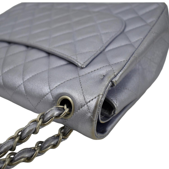 Top Quality Chanel Jumbo Flap Quilted Leather Shoulder Bag Silver