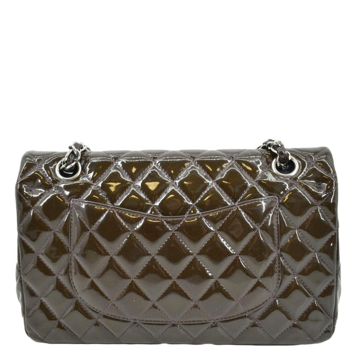 Top Quality Chanel Classic Medium Double Flap Patent Leather Shoulder Bag Dark Brown
