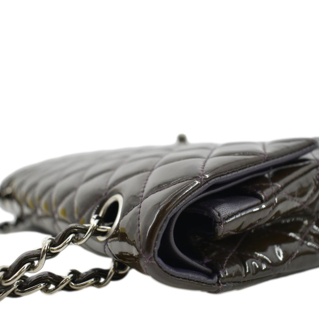 Top Quality Chanel Classic Medium Double Flap Patent Leather Shoulder Bag Dark Brown