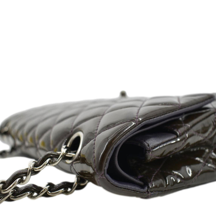 Top Quality Chanel Classic Medium Double Flap Patent Leather Shoulder Bag Dark Brown