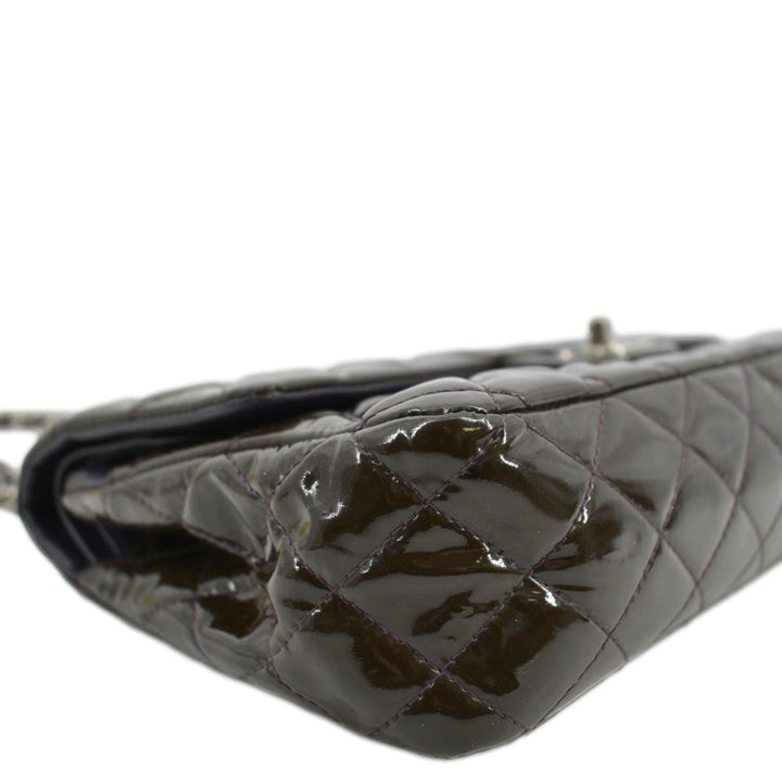 Top Quality Chanel Classic Medium Double Flap Patent Leather Shoulder Bag Dark Brown