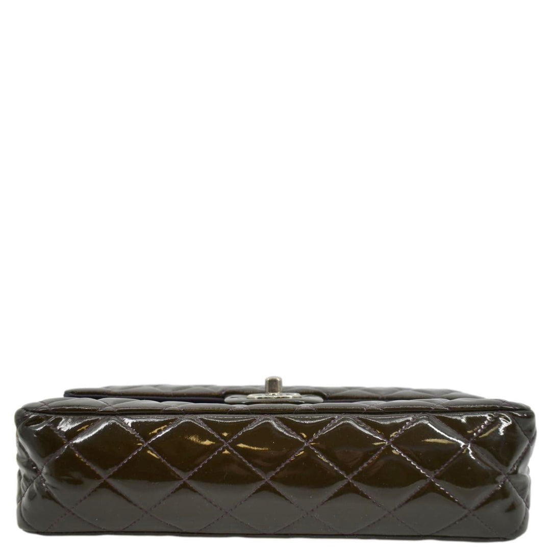 Top Quality Chanel Classic Medium Double Flap Patent Leather Shoulder Bag Dark Brown