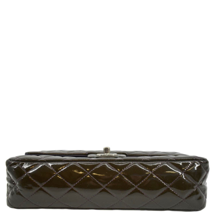Top Quality Chanel Classic Medium Double Flap Patent Leather Shoulder Bag Dark Brown