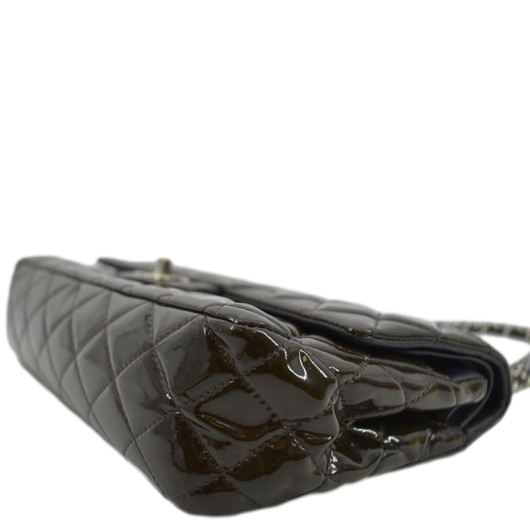 Top Quality Chanel Classic Medium Double Flap Patent Leather Shoulder Bag Dark Brown