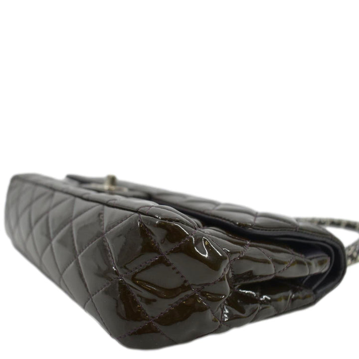 Top Quality Chanel Classic Medium Double Flap Patent Leather Shoulder Bag Dark Brown
