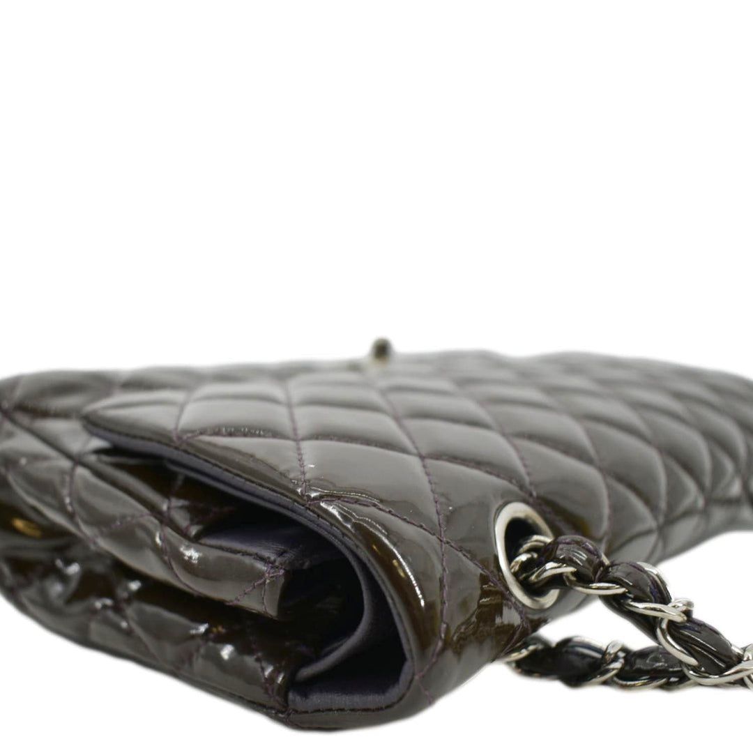 Top Quality Chanel Classic Medium Double Flap Patent Leather Shoulder Bag Dark Brown