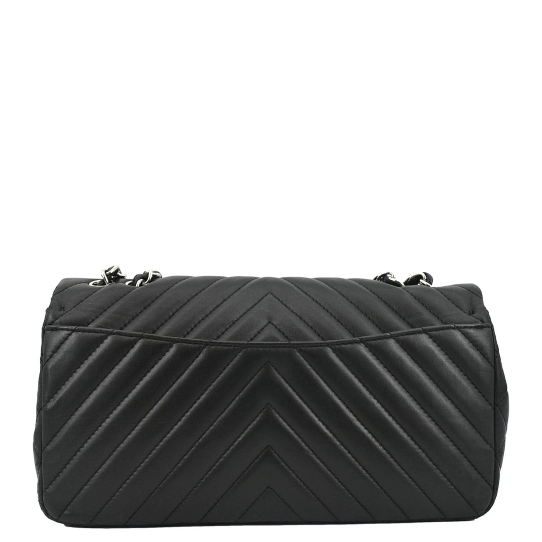 Top Quality Chanel Surpique Jumbo Chevron Lambskin Leather Flap Crossbody Bag Black
