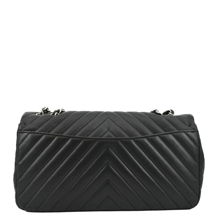 Top Quality Chanel Surpique Jumbo Chevron Lambskin Leather Flap Crossbody Bag Black