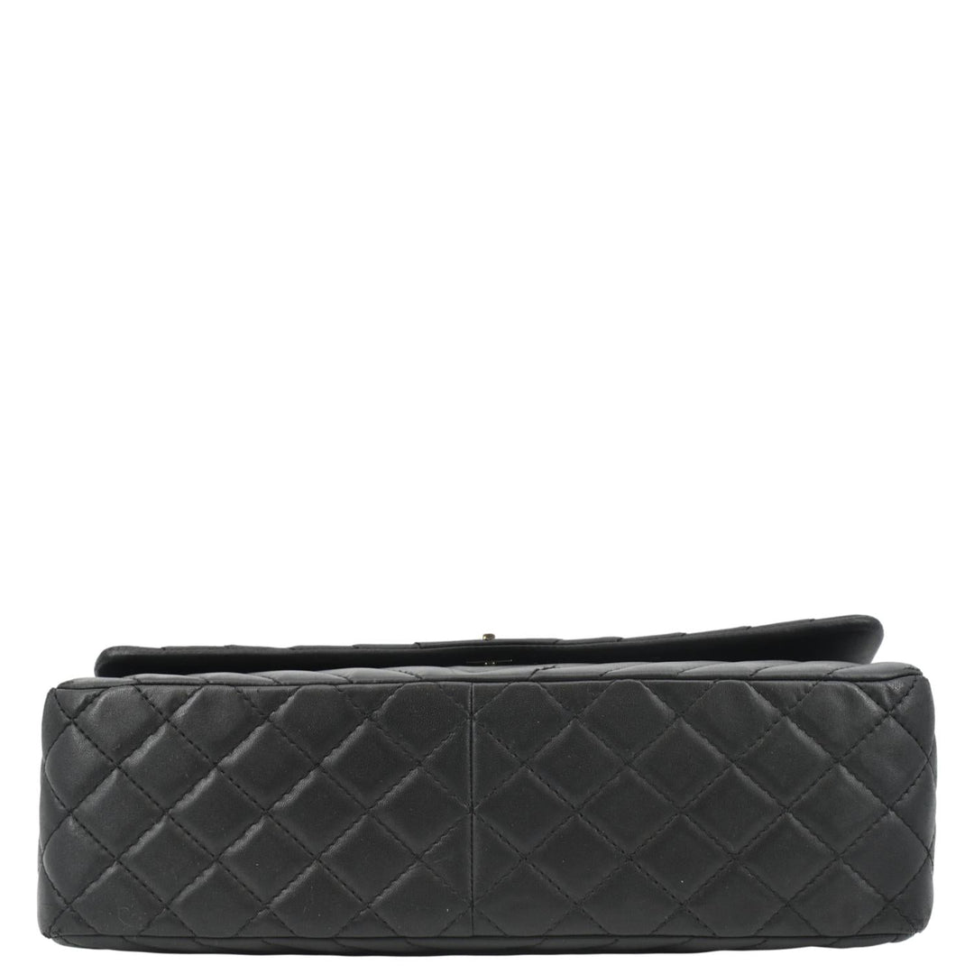 Top Quality Chanel Surpique Jumbo Chevron Lambskin Leather Flap Crossbody Bag Black