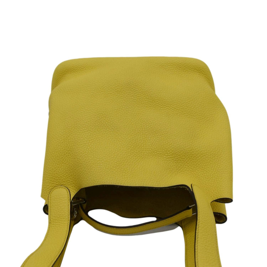 HERMES Picotin Lock 22 Taurillon Clemence Leather Hobo Bag Yellow
