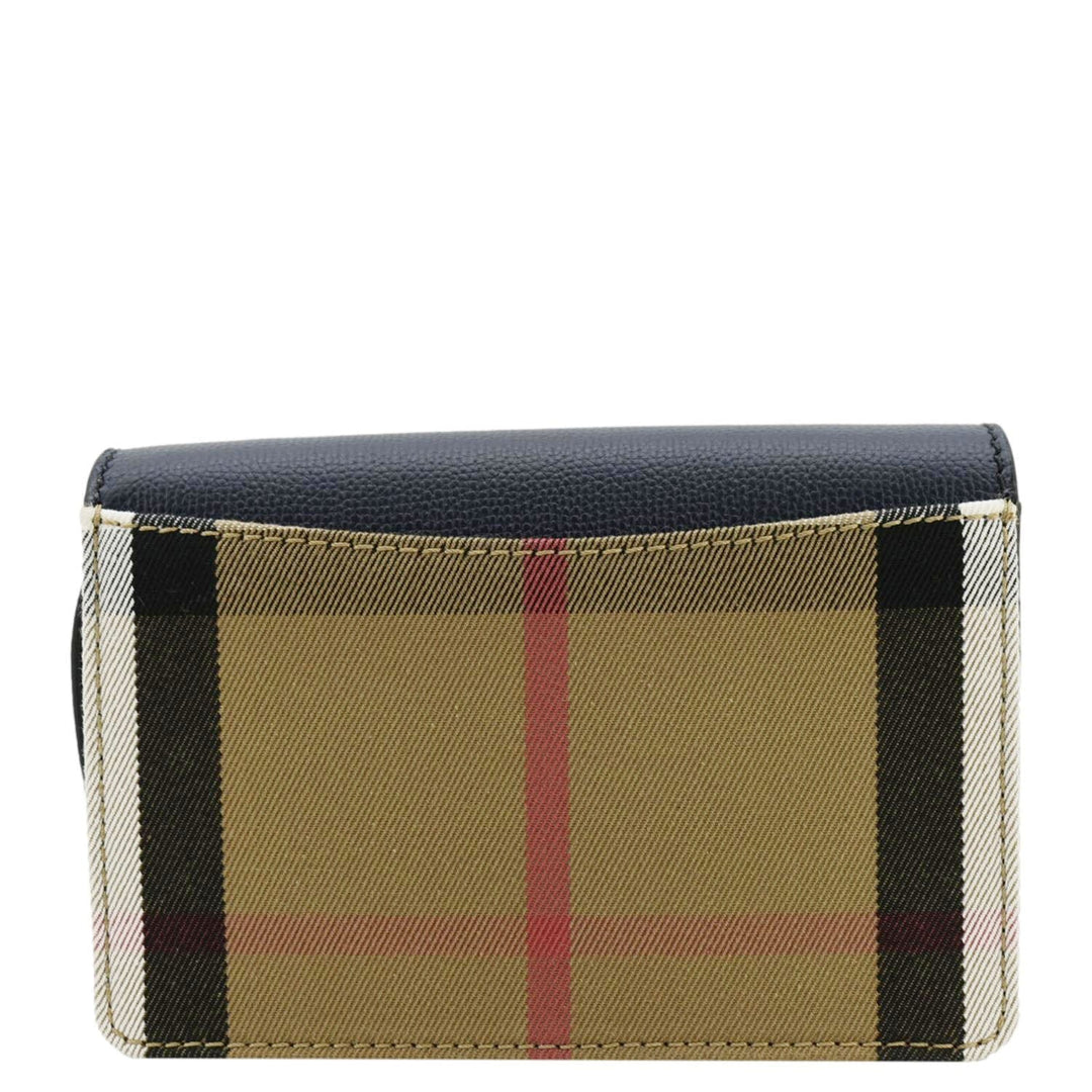 Burberry Hampshire Small House Check Wallet On Chain Crossbody Bag Navy Blue