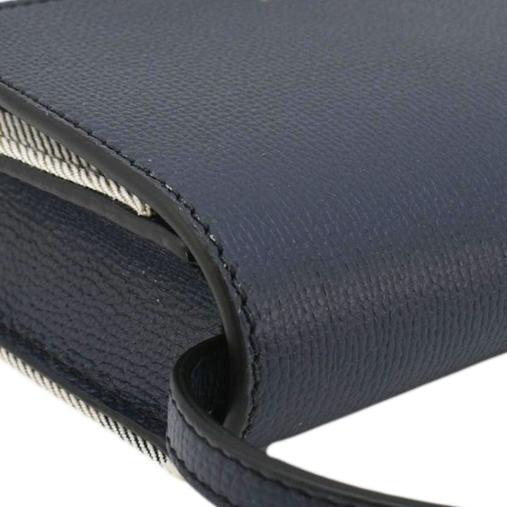Burberry Hampshire Small House Check Wallet On Chain Crossbody Bag Navy Blue