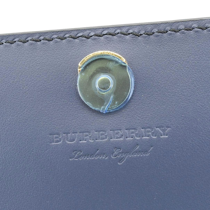 Burberry Hampshire Small House Check Wallet On Chain Crossbody Bag Navy Blue